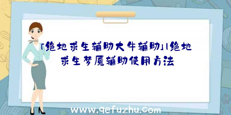 「绝地求生辅助大牛辅助」|绝地求生梦魇辅助使用方法